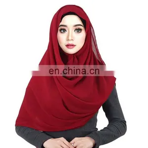 Wholesale Plain Women Scarf Georgette Kuwaiti Chiffon Hijab thumbnail-2