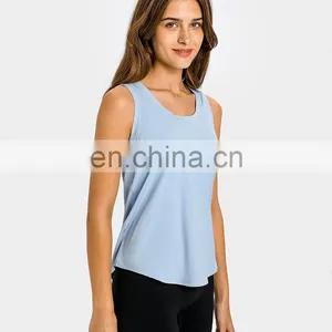 New Wholesale Fashion Sweat-wicking Loose Style Blank Sexy Women Sport Gym Yoga Tank Top Casual Wear Blouse thumbnail-3