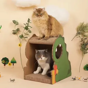 MeowLove Hot Sales Scratcher Cat Play Toy Corrugated Cardboard Cat Scratcher Cat Cardboard Pink Dinosaur thumbnail-1