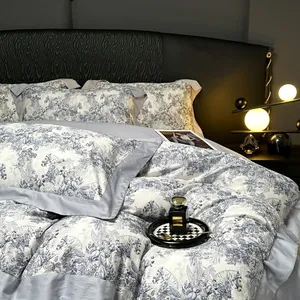 Washed Cotton Bedding Set 4 Pieces - Soft Duvet Cover, Pillowcases, Queen/King Size, All Season (No Comforter Included) thumbnail-3