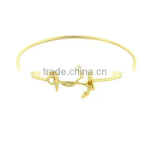 Stainless Steel 18k Gold Wire Gold Anchor Bracelet thumbnail-1