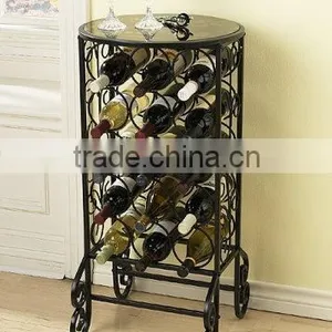 15 Bottle Glass Wine Rack Storage Side Accent Table Quality Choice thumbnail-2