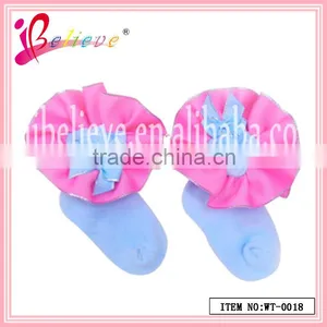 Fashion Spring Color Wholesale Ribbon Bow Cotton Soft 3d Baby Socks (WT-0018) thumbnail-1