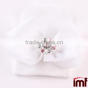 Baby Girl COMING HOME Hat,White Faux Pearl Bow Hospital Hat thumbnail-1