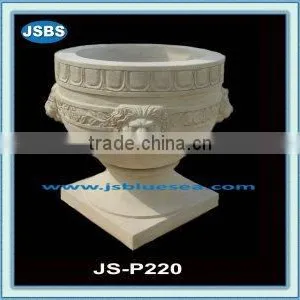 Decorative Garden Lion Head Round Marble Flowerpot thumbnail-1