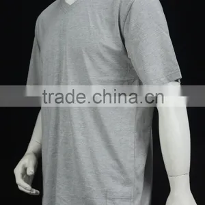 Mans Casual Style Blank 100% Cotton Grey Color V-neck T-shirt thumbnail-2