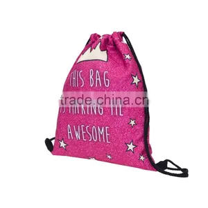 Brand New 3D Printed Promotional Polyester Red Drawstring Bag thumbnail-2