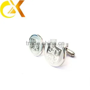 Mens Accessory Stainless Steel Jewelry Silver Round Stamped Pattern Cufflinks thumbnail-1