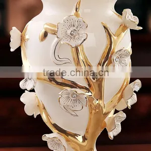 Fancy Flower Diamond Hand Painted Ceramic Table Lamp for Wedding Deco thumbnail-2