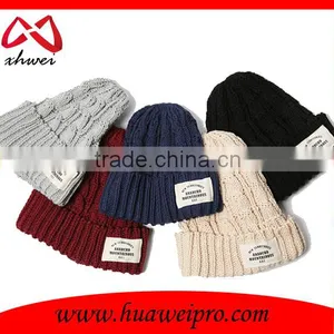 Custom Plain Beanie Cheap Knitted Beanie Black and White Letters thumbnail-2