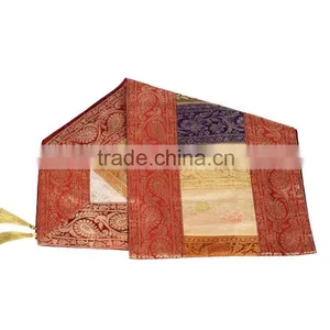 Stripe Design Red Border Colour Silk Table Runner thumbnail-3
