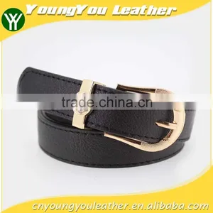 Women's Plain Black PU Leather Belt With Rhinestone Ring in YiWu thumbnail-1