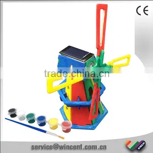 DIY Painting 3D Puzzle Wooden Windmill Solar Toys For Kids thumbnail-1