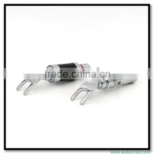 OEM Copper Rhodium Plated Carbon Fiber Speaker Cable Spade Terminal Connector Plug thumbnail-6