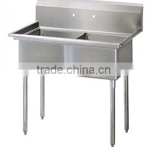 2 Two Bowl Commercial Stainless Steel Compartment Sink for Restaurant Kitchen thumbnail-4