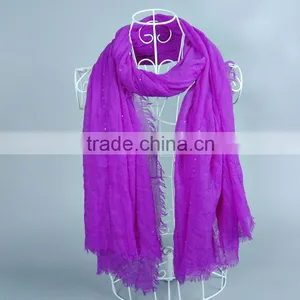 Popular Plain Pure Color Women Scarf Voile Scarves 180*100 Pashmina thumbnail-1