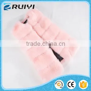Women Pink Pattern Faux Fur Vest Fake Fur Vest thumbnail-1