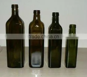 Dark Green Olive Oil Glass Bottle thumbnail-1