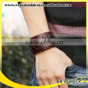 Wide Boys Wrap Leather Bracelet, Wide Leather Cuff Bracelets thumbnail-1