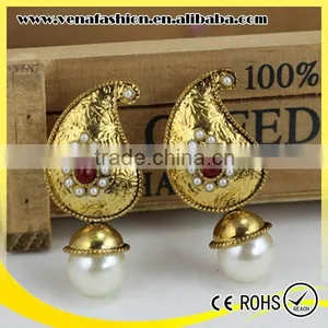 Gold Color Women Vintage Small Order Pearl Earring thumbnail-3