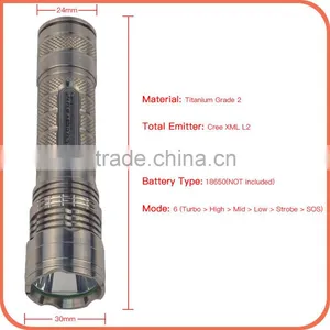 Top Quality Customized Recharge Portable XML L2 Edc Titanium Alloy LED Watt Flashlight thumbnail-2