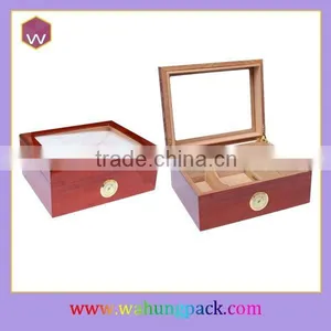 Custom Wood Cigar Humidors Box With Acrylic Clear Lid thumbnail-3