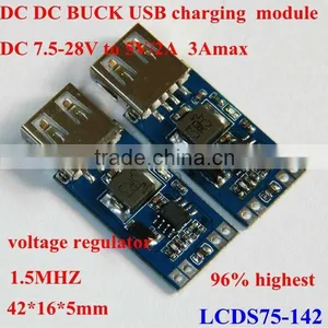 dc Step Down Converter 7.5-28v 9v 12v 19v 24v to 5v 2A 3Amax Usb Charger Circuit Module for Mobile Car thumbnail-1