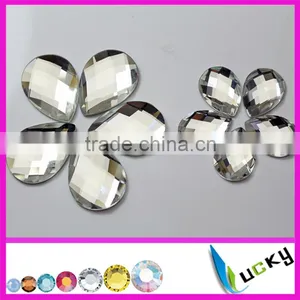 Sew on Flatback Teardrop Shape Crystal ab Color Strass Rhinestones, Can be With or Without Holes Glue on for Clothes thumbnail-2