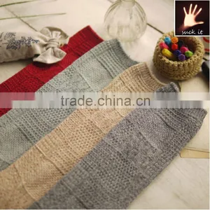 Custom Women Girl Cotton Knit Knee High Socks With Solid Color thumbnail-5