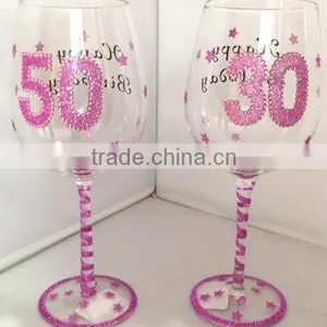 Clear Decorative Blown Glass Wine Bottles With Pink Powder thumbnail-1