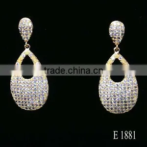 Seoul Stone Jewelry Cubic Zirconia Earrings Gold and Rhodium Plated Cheap Earring thumbnail-2