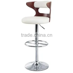 2015 New White PU Oak Wood Modern Bar Stool for Living Room thumbnail-1