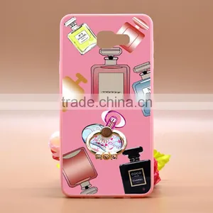 For Samsung A710 Phone Case Prefume Printing Slim TPU+PC 2-in-1 Hybrid Pattern With Ring Bracket thumbnail-1