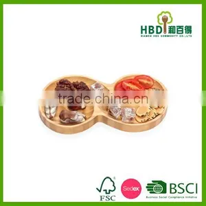 Hot Selling S-curved Wood Bamboo Food Tray thumbnail-1