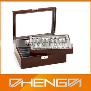 High Quality Customized Made in China Wooden Cufflinks Packaging Box With Acrylic Lid thumbnail-1
