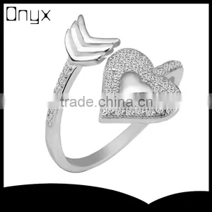 Romantic Cupid's Love Arrow Open Ended Ring With Zircon Silver thumbnail-1