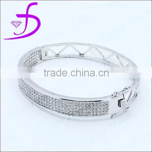 Wholesale 925 Sterling Silver Micro Pave Setting Cubic Zirconia Elegant Bangle thumbnail-1