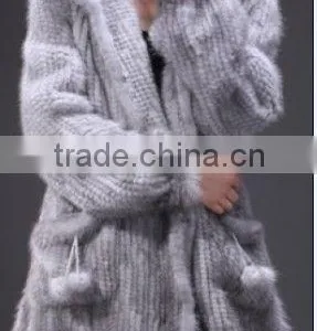 2015 Hot Selling Genuine Knitted Mink Fur Coat for Women MC21 thumbnail-1