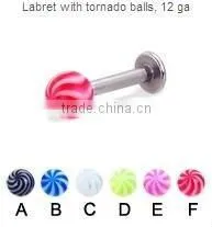 Labret Studs With Tornado Balls Lip Ring Body Piercing Jewelry thumbnail-1