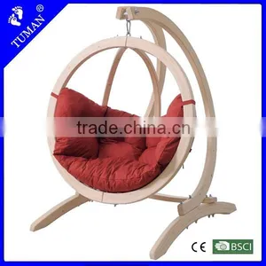 Outdoor Curved Hammock Hanging Baby Wood Cradle thumbnail-1