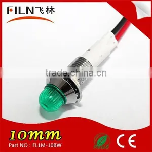 Filn 10mm Panel Mount Metal Chrome Plated Brass Bezel Pre Wired Super Bright Red Lens Bidirectional Led Indicator Panel Light thumbnail-2