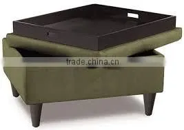 Fabric Covered Storage Ottoman Stool thumbnail-1