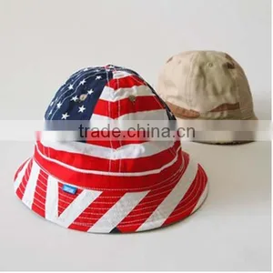 100% Cotton Custom American Flag Bucket Hat thumbnail-6