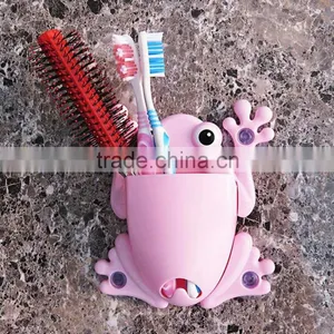 Factory Wholesale Cute Bathroom Frog Children Baby Toothbrush Holder With Suction Cup thumbnail-1