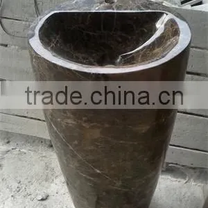 Peach Wooden Color Exellent Quality Marble Stone Bathroom Wash Basins thumbnail-1