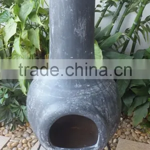 Mexican Clay Chiminea in Grey Color thumbnail-3