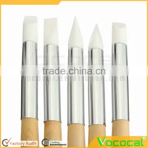 5 Pcs DIY Silicone Head Wooden Handle Nail Art Carving Painting Design Gel Brush Pen Nail Art Salon Tool Set thumbnail-6