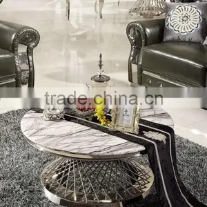 C381 Living Room Stainless Steel Marble Coffee Table thumbnail-3