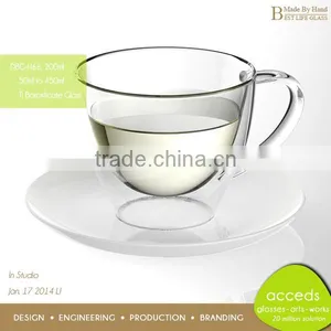 Custom Unbreakable Borosilicate Clear Double Wall Glass Tea Cup thumbnail-3