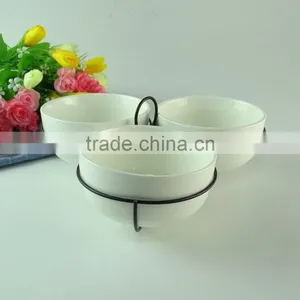 Wholesale White Bowl Set With Black Iron, Porcelain Rice Bowl Noodle Bowl for Home Use thumbnail-1